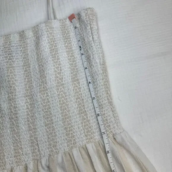 Boohoo Smocked Striped Sundress Maxi Cotton Women’s 6 Tiered Coastal Cottagecore - Picture 8 of 16